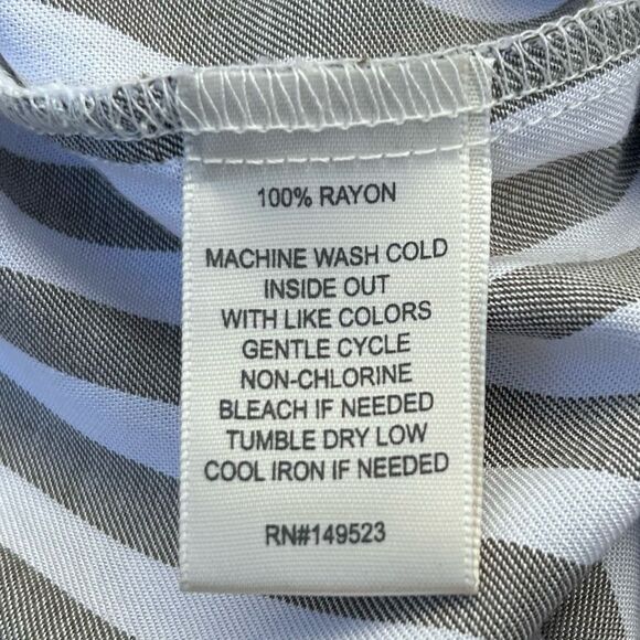 Alexander Jordan Button-up Shirt Women's Large Olive Green Striped 100% Rayon - Picture 11 of 11